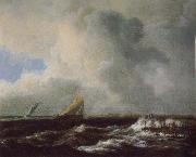 Jacob van Ruisdael Vessels in a Choppy sea oil painting on canvas